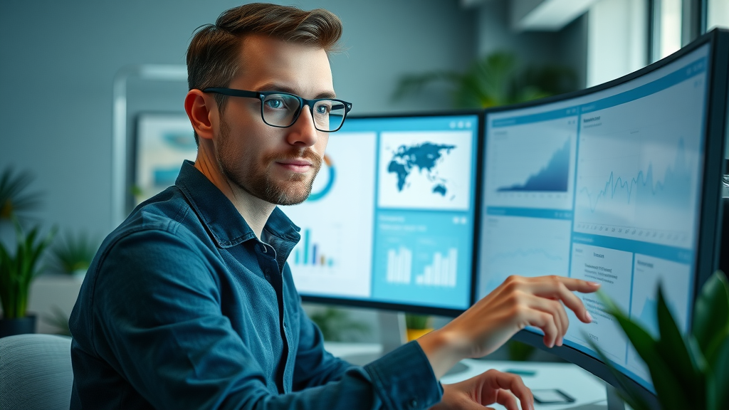 digital marketer analyzing analytics dashboard for small business seo strategies