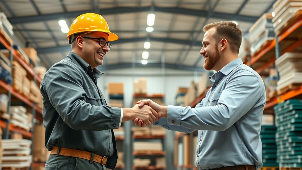 builders shaking hands with local supplier for eco-friendly building materials in north florida