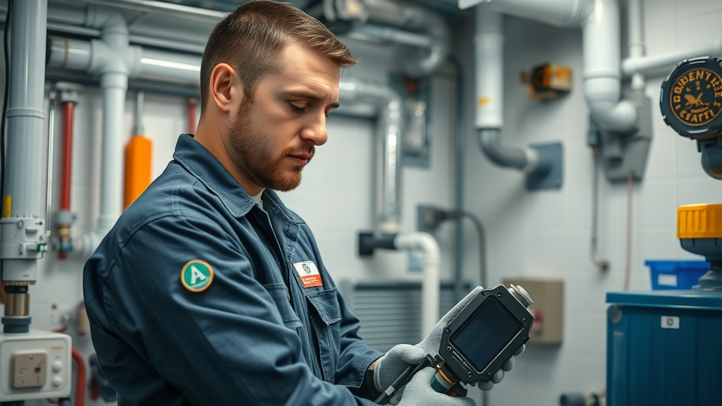 Licensed plumber with plumbing service guarantees on the job