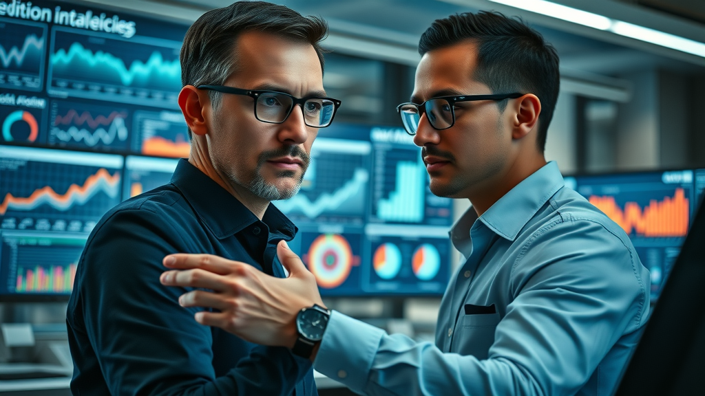Data-driven decision-making for customer engagement, analysts reviewing trends on digital screens, cinematic and highly detailed
