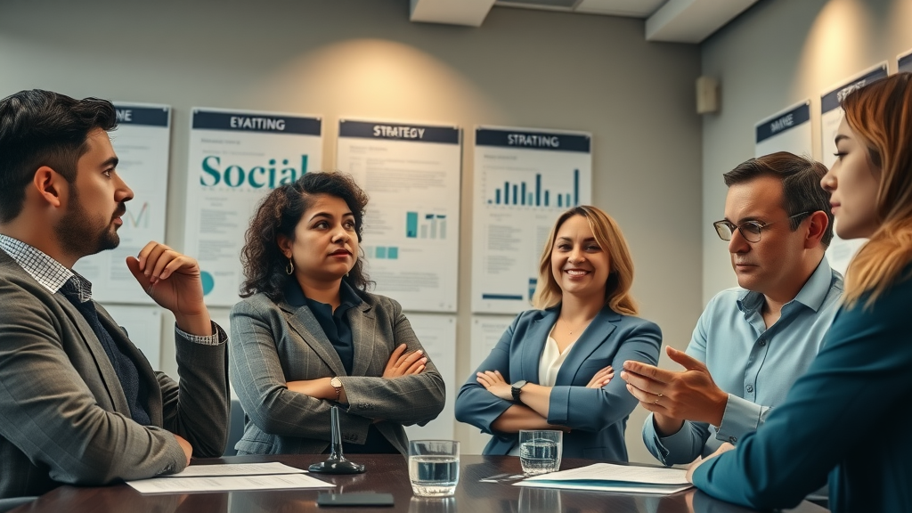 strategic social media planning in diverse boardroom
