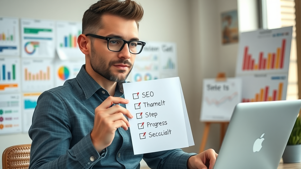 entrepreneur checking off SEO strategy steps for small business seo strategies
