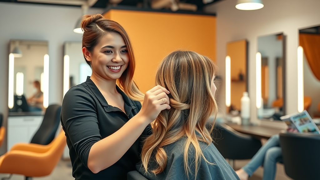 hair braiding in olongapo vibrant beauty salon, stylist gently braiding client
