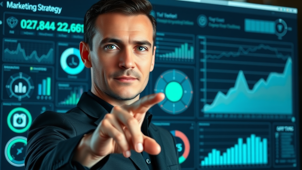 high-tech dashboard with digital marketing strategy icons, digital marketing strategies for small businesses