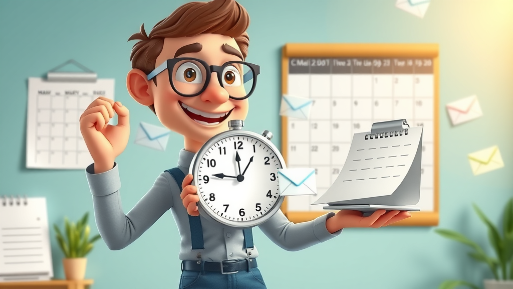 balancing calendar frequency for email marketing campaigns with floating email icons and colorful backgrounds