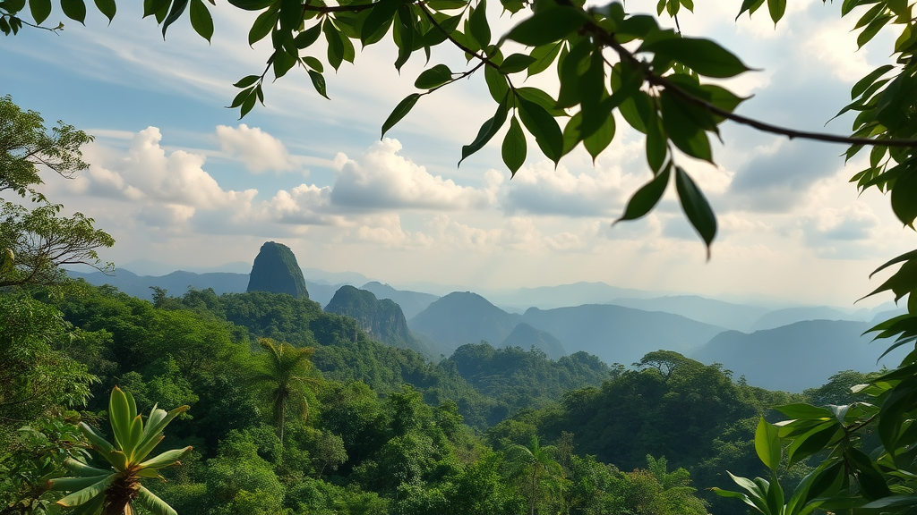 mysterious hidden tourism locations, serene, tranquility of U.S. tourism in united states, lush greenery with distant mountains, vibrant colors, natural light, photorealistic shot