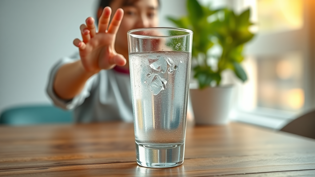 Glass of purified water with condensation showing water filtration results