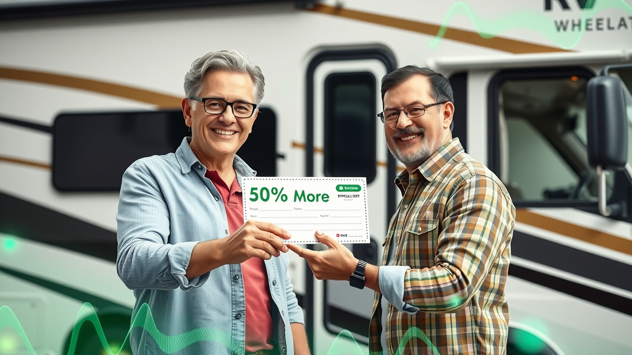 Comparison chart showing maximizing RV sale value: dealer vs RV Wheeler retail-to-retail pricing