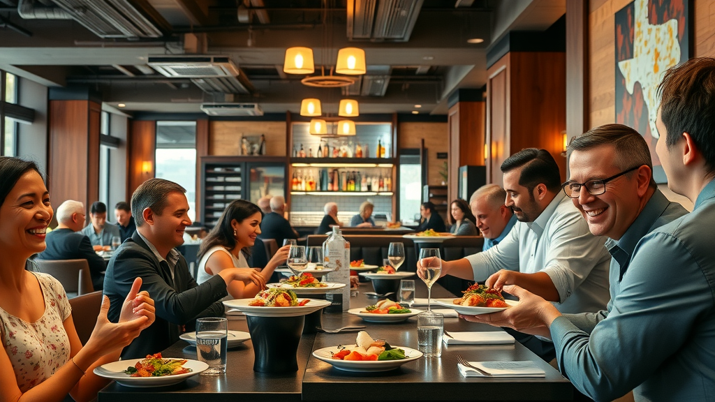 Best restaurants in Irving, Texas vibrant modern restaurant with smiling diners and upscale decor