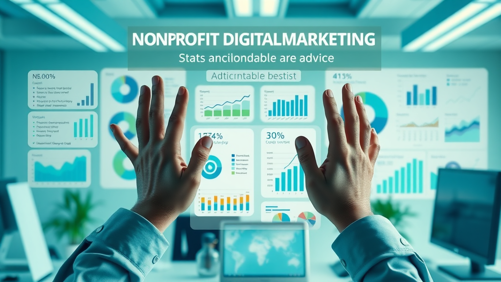 compelling infographic showcasing nonprofit digital marketing statistics, actionable advice, and visual charts for nonprofit digital marketing