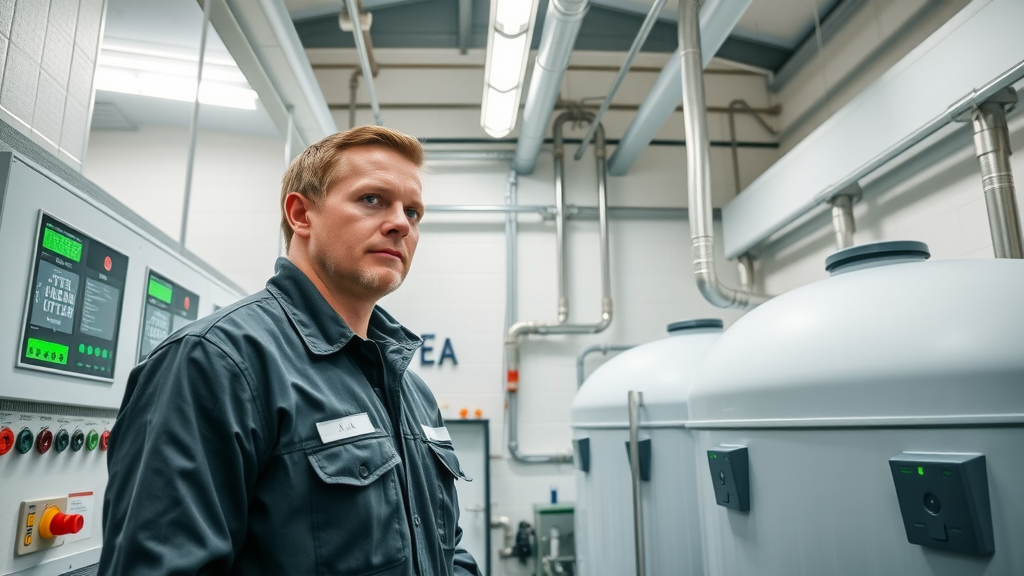 Technician inspecting eco-friendly commercial plumbing solutions system