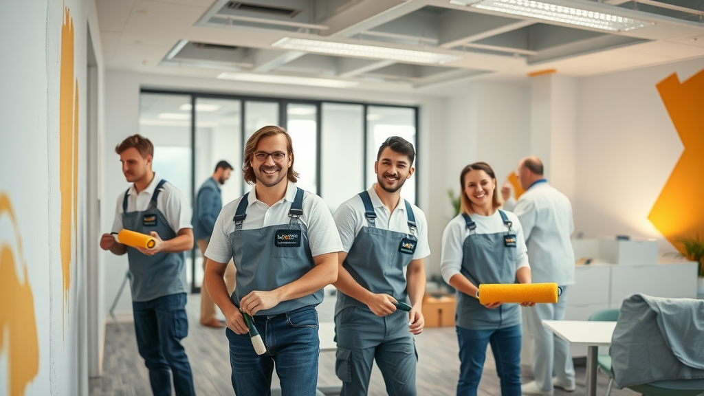Interior office getting expert commercial painting services with professional crew.
