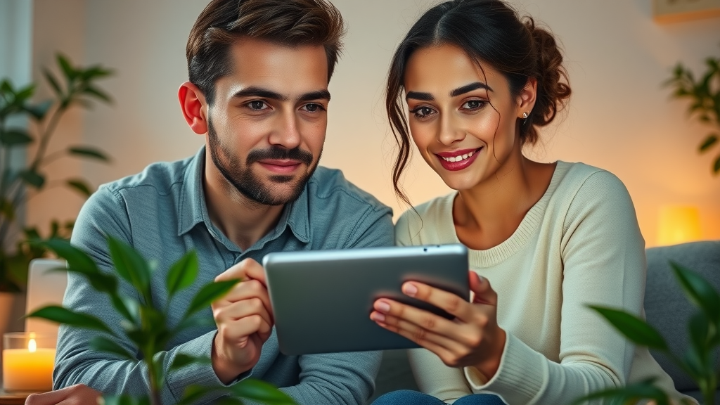 determined couple reviewing progress from infidelity counseling session at home