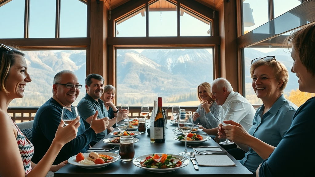 Black Butte Ranch Lodge Restaurant - dining with panoramic mountain views, colorful dishes, and scenic Oregon backdrop
