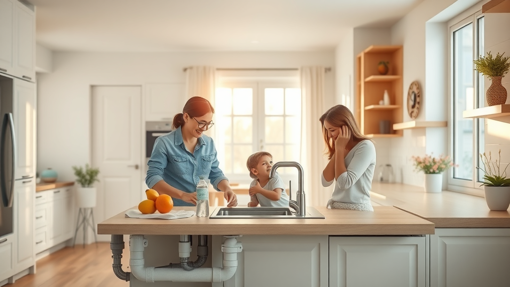 Clean kitchen scene emphasizing hydro-jetting benefits for healthy pipes