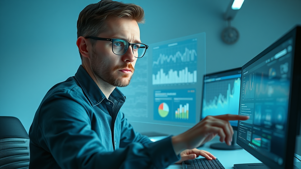 tech-savvy entrepreneur conducting keyword research with futuristic tools, SEO for small businesses, search engine optimization