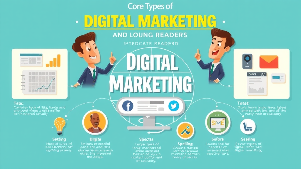 detailed infographic core types of digital marketing explore educate readers chart structured
