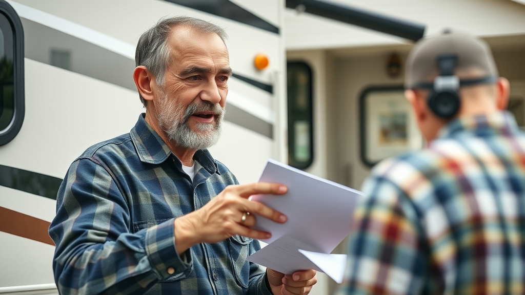 Detailed RV owner negotiating sale with retail-to-retail transaction leveraging rv pricing using bank data