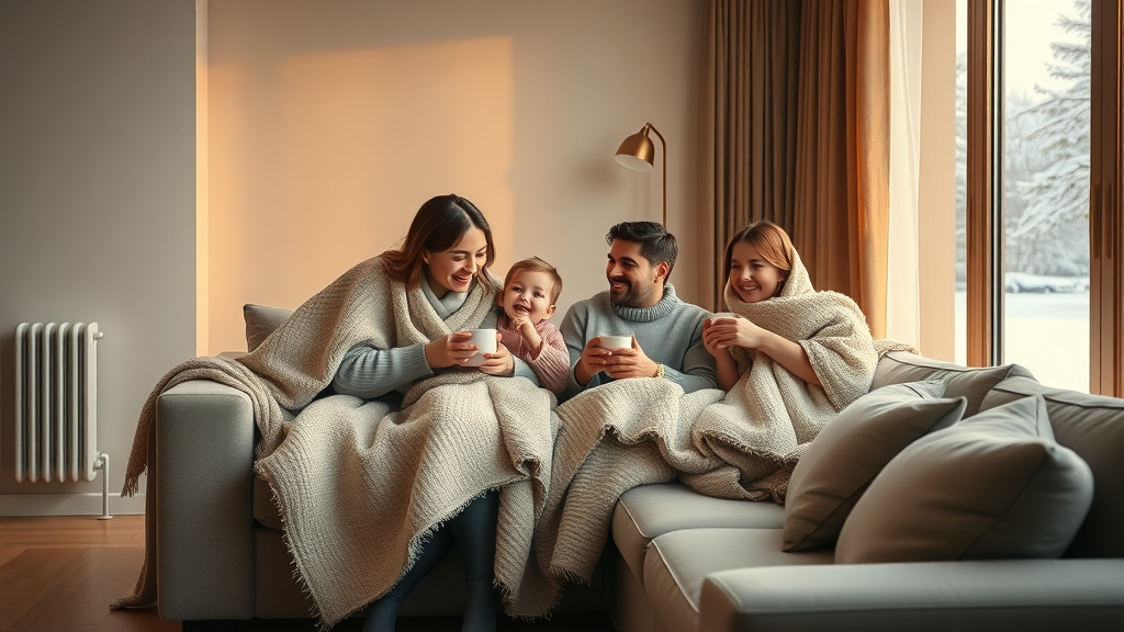 Family enjoys cozy warmth from expert heating system installation in a modern living room