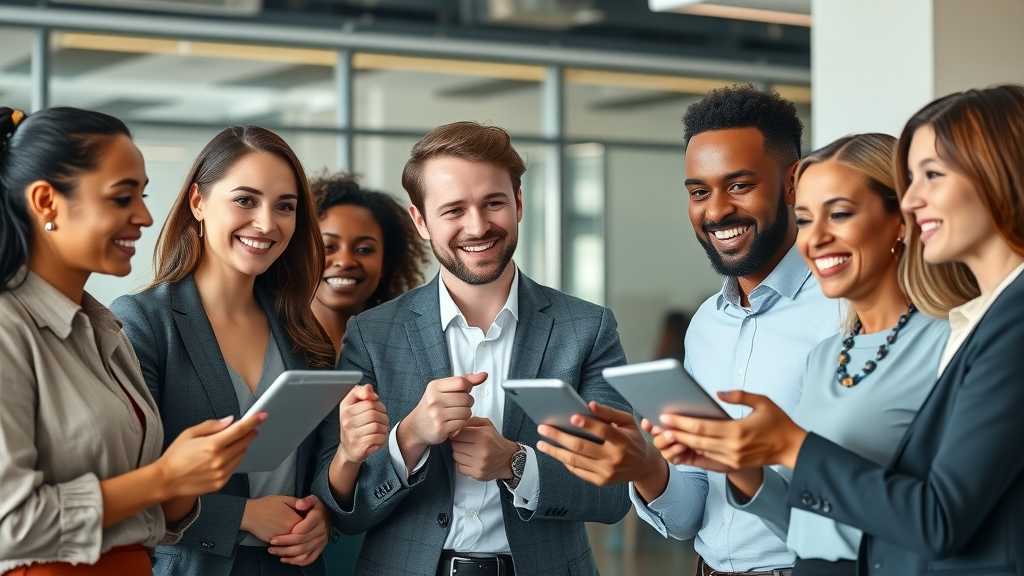 dynamic corporate team collaborating on online brand image improvement