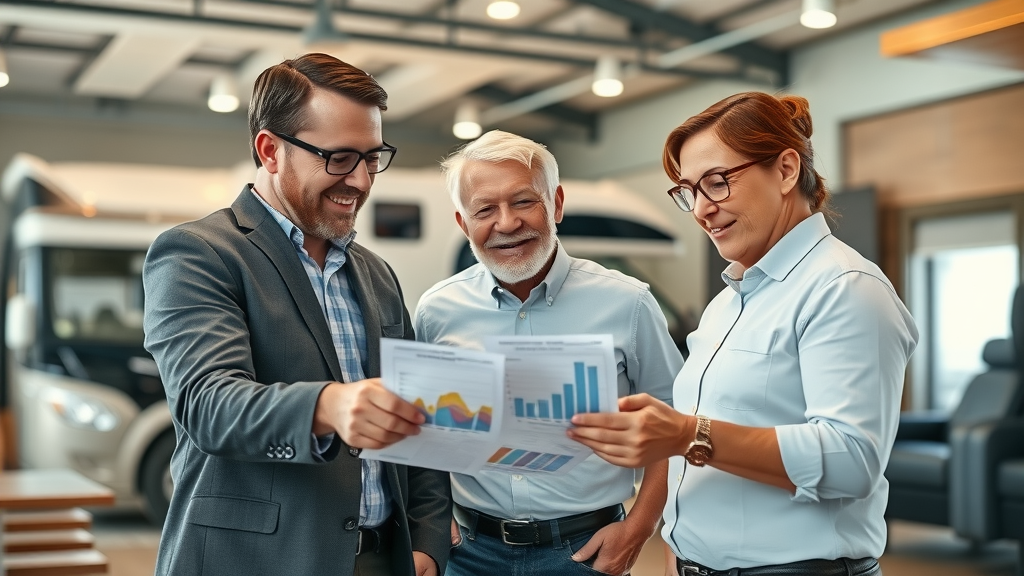 Data-driven RV pricing aiding professional RV dealership office with friendly sales consultations
