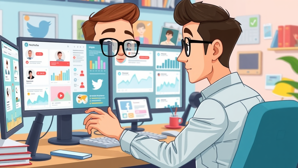 marketing professional using dashboard for social media brand mentions monitoring tool