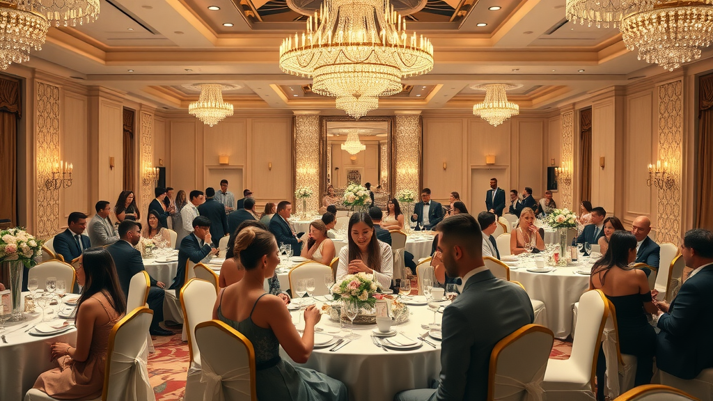 indoor wedding reception happy guests elegant banquet hall wedding venues