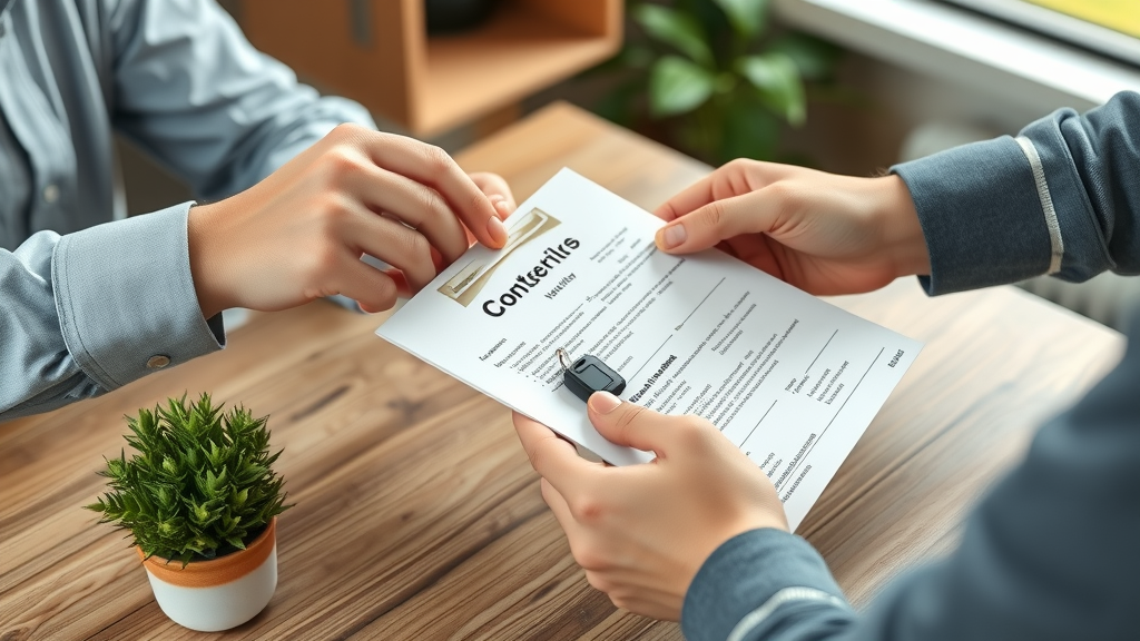Private RV sales benefits illustrated by two hands exchanging RV ownership documents