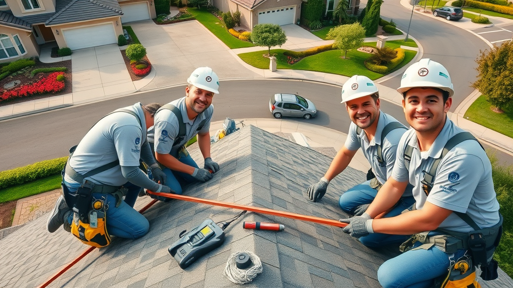 Roofing team replacing roof in Chesterfield neighborhood, trusted roofing services near Chesterfield.