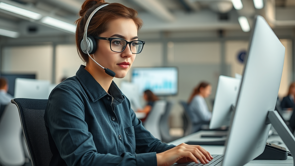 Professional customer service team member addressing a critical customer reviews and reputation comment on a computer, calm environment