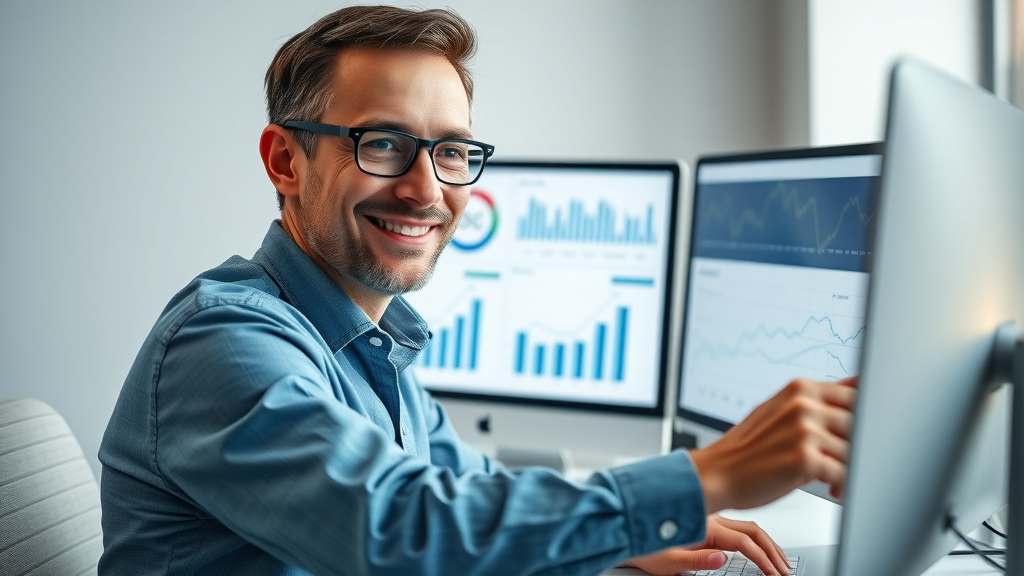 SEO expert analyzing reports to boost brand reputation online using analytics