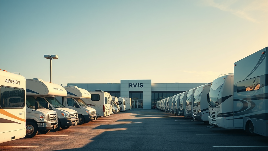 Busy RV dealership lot showing how rv pricing using bank data enhances industry profitability