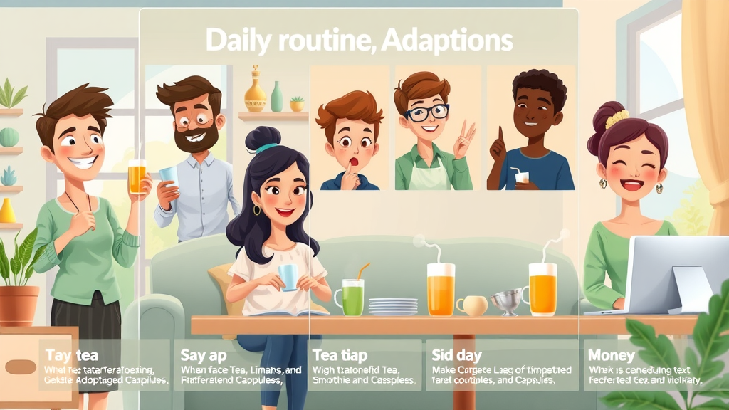 animated daily routine for adaptogens teas smoothies capsules