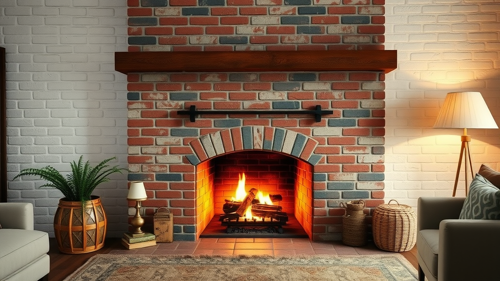 Whitewashed brick fireplace showing brick staining technique for modern interiors