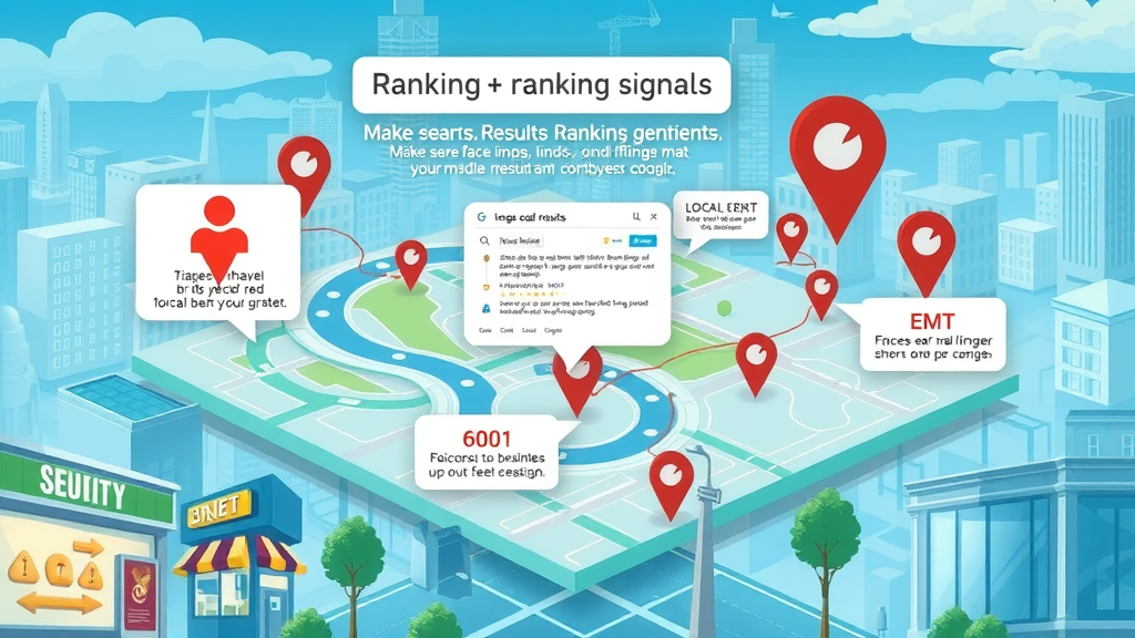 digital map showing local search results and ranking signals for small business seo strategies