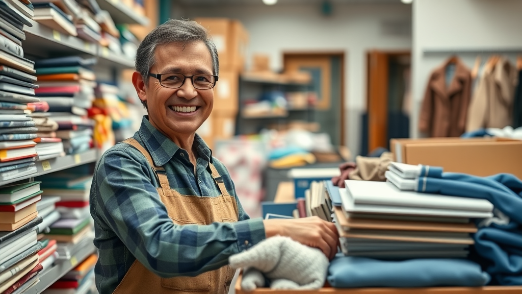Volunteer organizing donations at Palmer Alaska