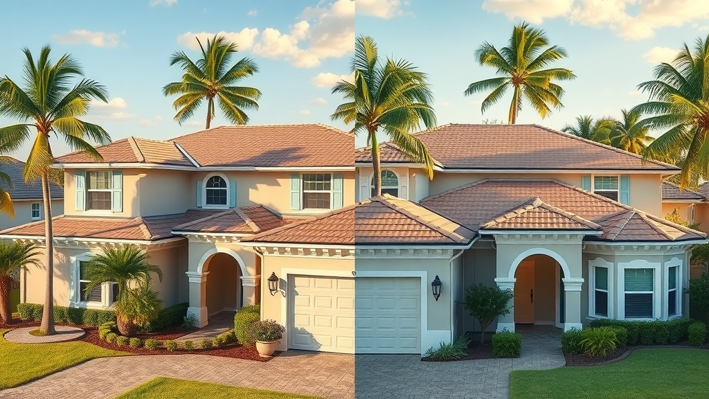 before and after new home roof installation naples dramatic transformation with clear roofing improvement