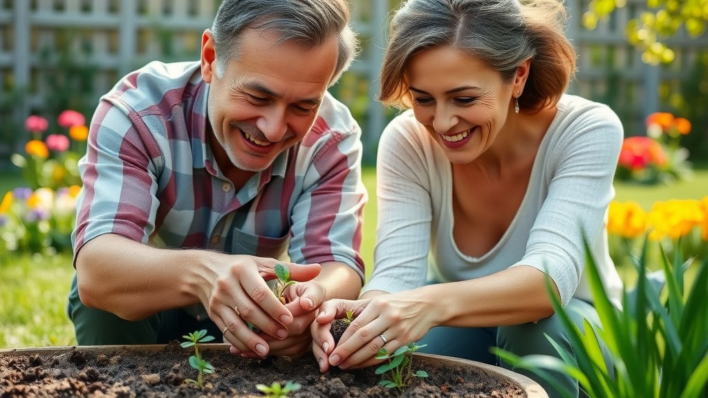 Natural hormone regulation supporting long-term hormonal health - couple gardening outdoors
