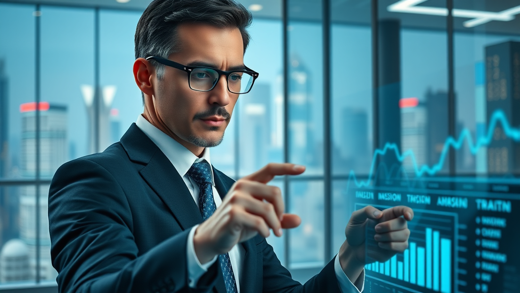 segmenting target audience for email marketing campaigns with digital charts and dashboards in a futuristic office