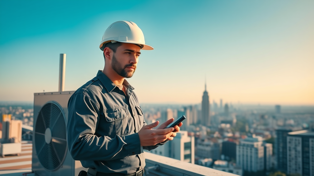 Routine HVAC maintenance tips being performed on rooftop commercial unit