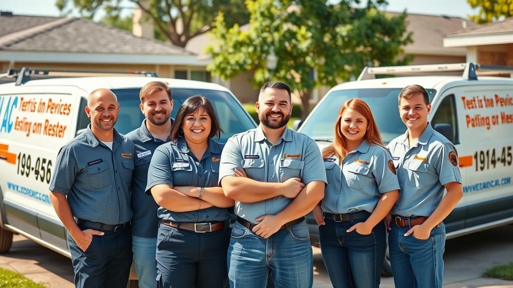 Best AC service provider team with professional uniforms and service vans, AC Service Houston
