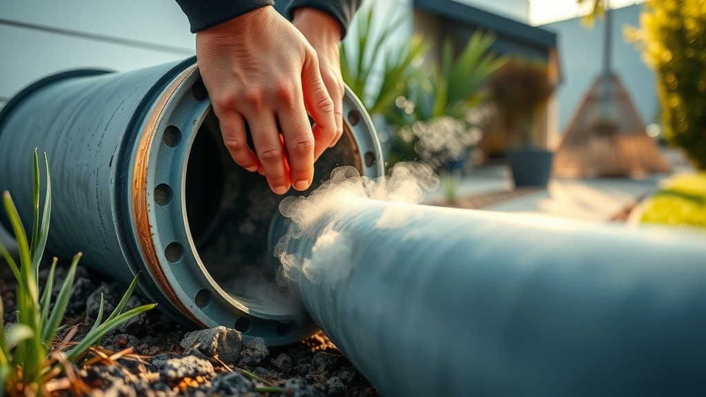 Pipe relining northern beaches advanced liner installation close-up in a lush garden