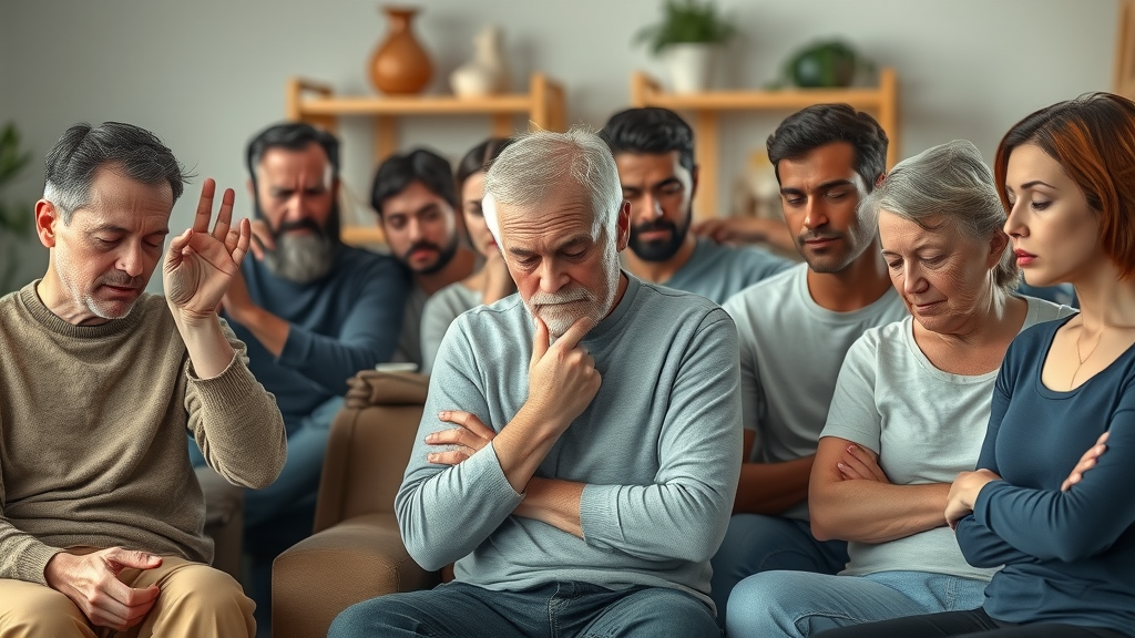 Diverse group displaying symptoms of hormonal imbalance, including fatigue and hair loss, hormone health indicators