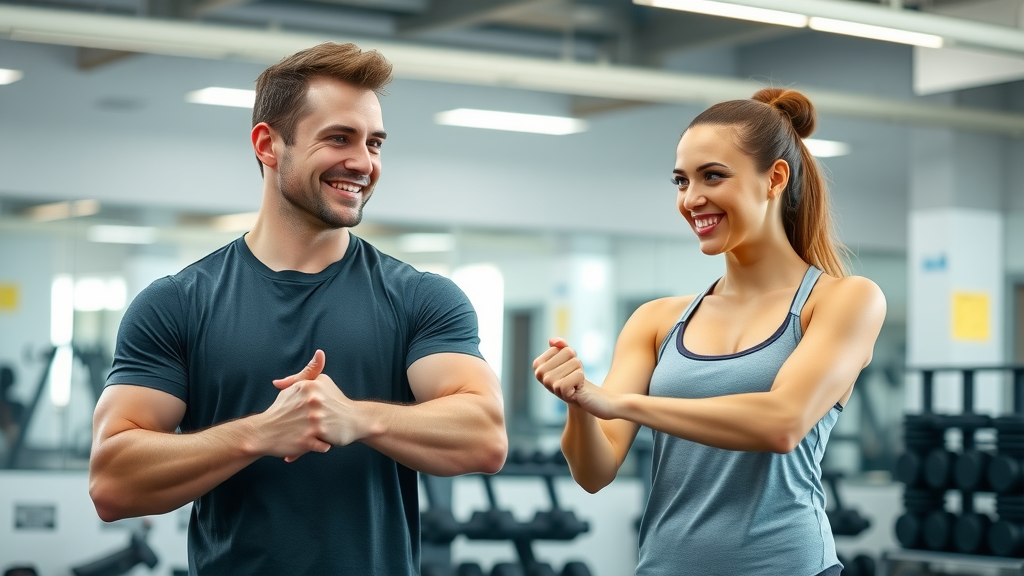 Personal trainer coaching beginners at the welcoming gym, inclusive environment