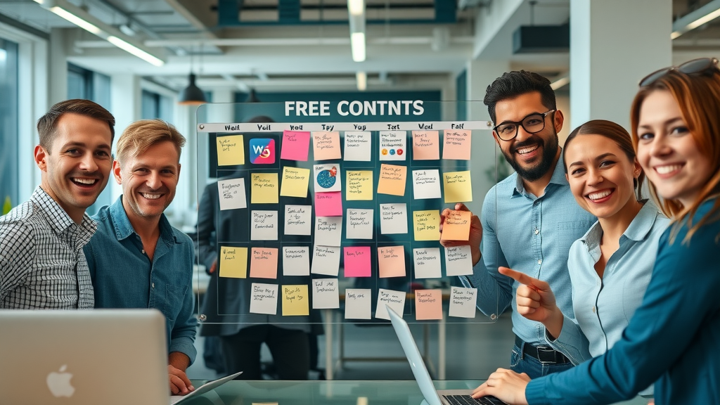digital marketing team creating social media content plan for small business branding