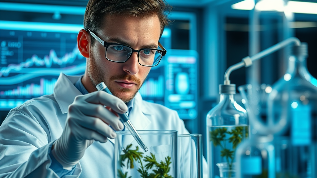 scientist studying adaptogenic herbs for stress hormone regulation in lab