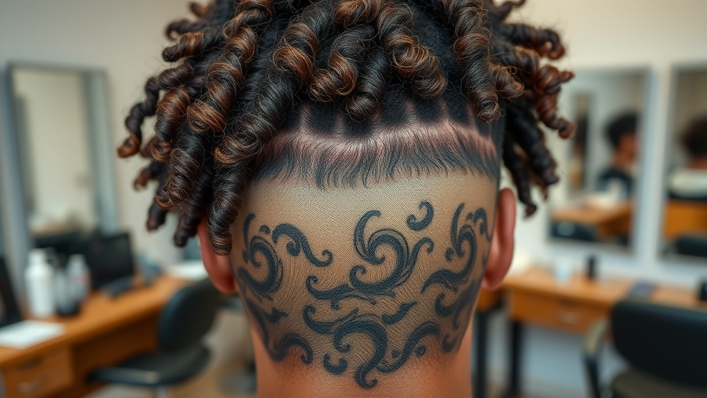Custom non-surgical hair replacement for black men. Closeup showing undetectable lace base and realistic curls.