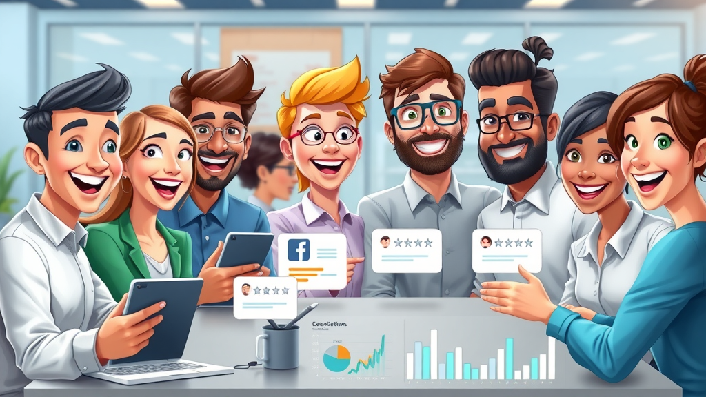 diverse team professionals managing online reputation review sites social media SEO reputation management