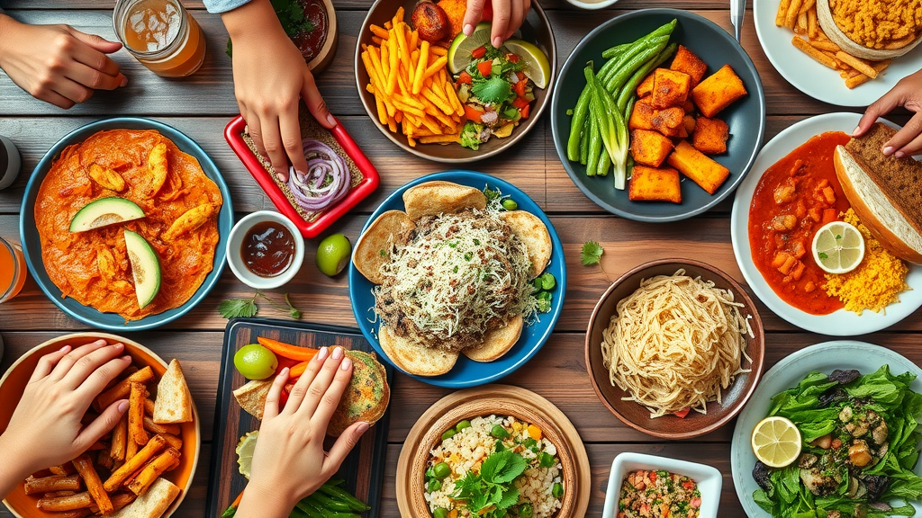Best restaurants in Irving Texas diverse Tex-Mex BBQ Asian vegan food selection overhead