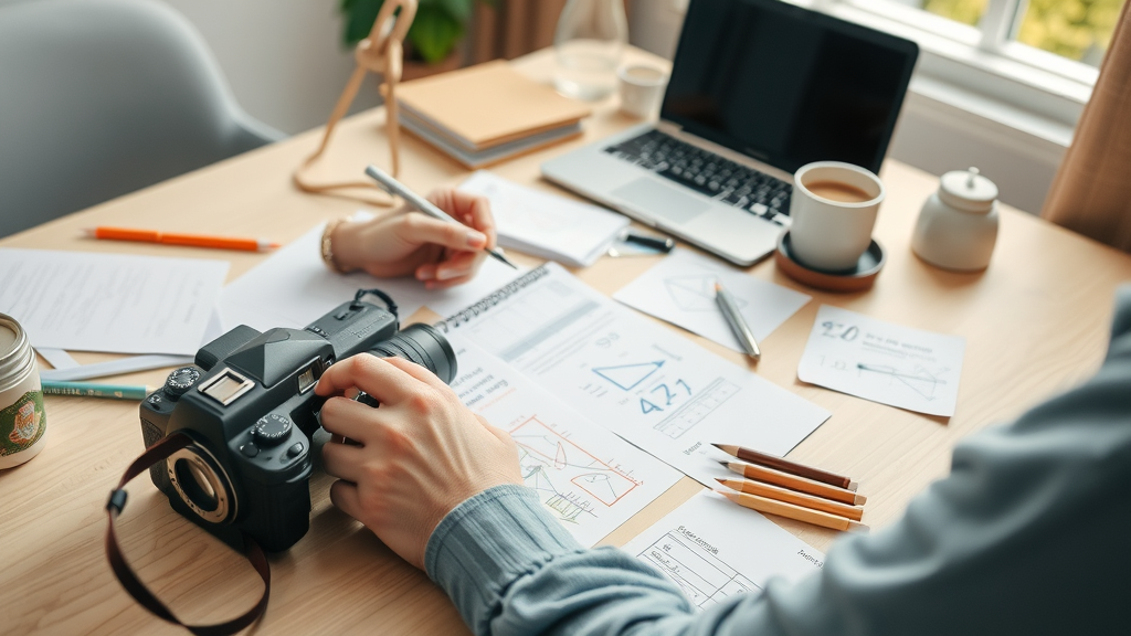 creative workspace business owner planning blog articles, content marketing for small business